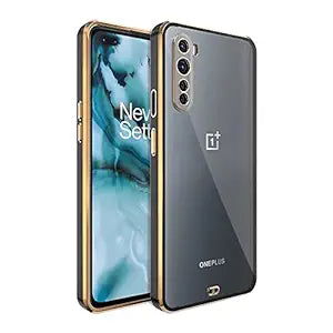 Black Electroplated Transparent Case for Oneplus Nord - The Hatke