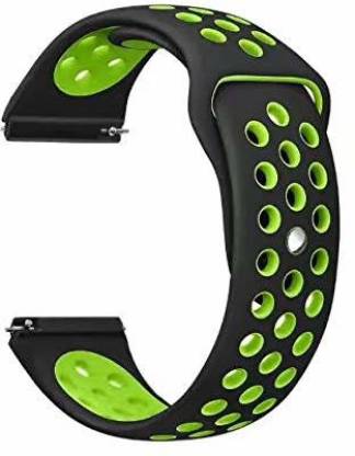 Black Green Dotted Silicone Strap For Smart Watch 20mm - The Hatke