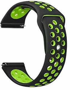 Black Green Dotted Silicone Strap For Smart Watch 20mm - The Hatke