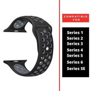 Black Grey Dotted Silicone Strap For Apple Iwatch (38mm/40mm) - The Hatke