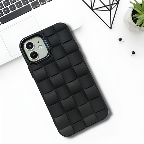 Black Grid silicone case for Apple iPhone 12 - The Hatke