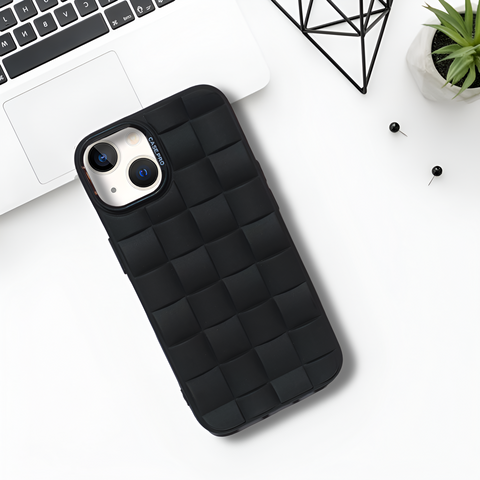 Black Grid silicone case for Apple iPhone 15 - The Hatke