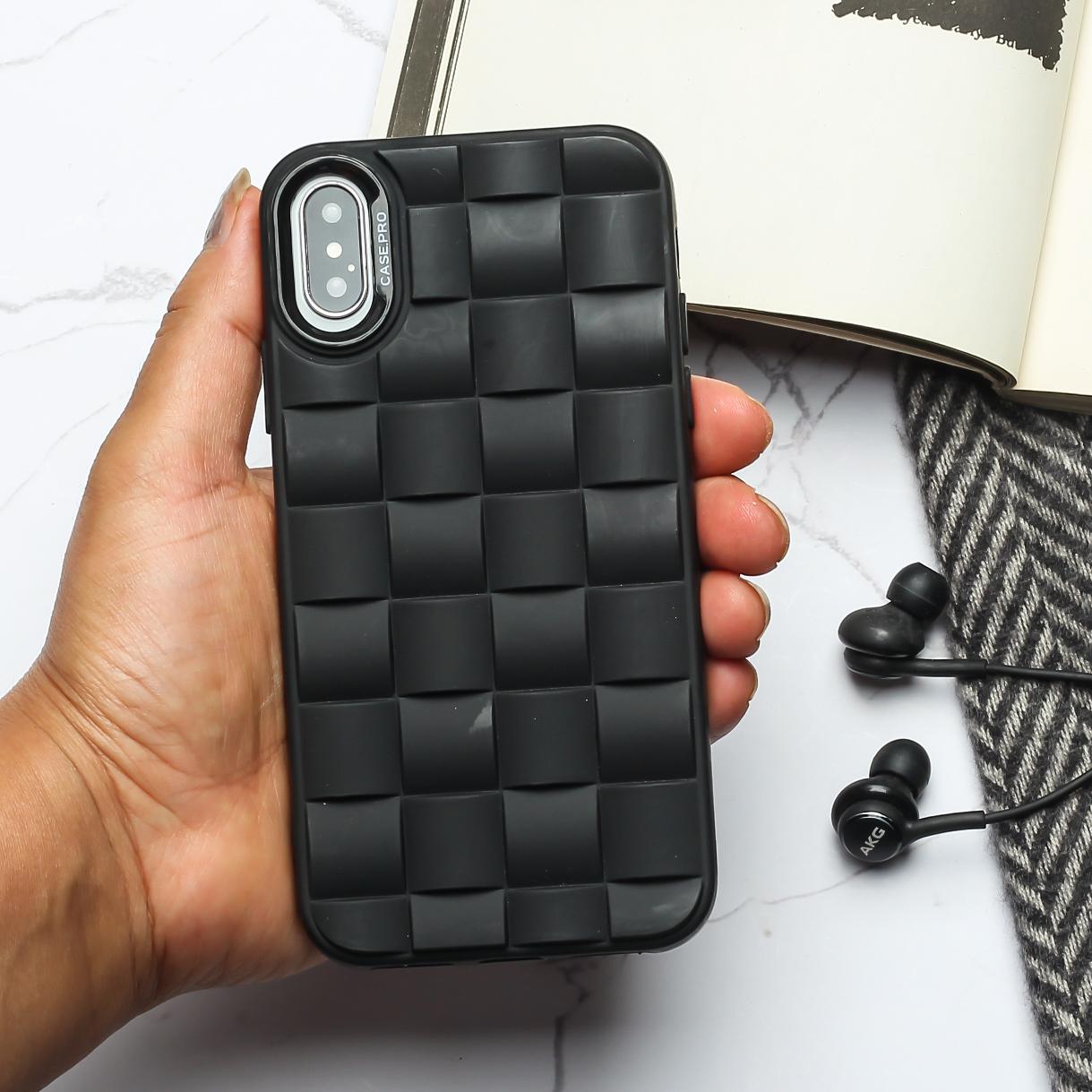 Black Grid silicone case for Apple iPhone X/XS - The Hatke