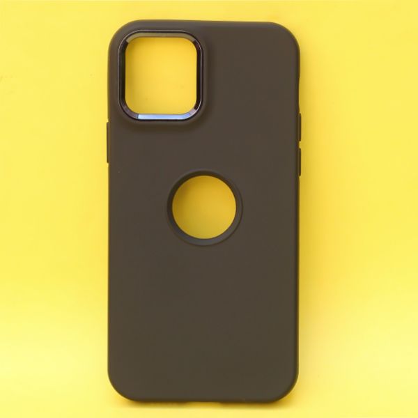 Black Guardian Metal Logo cut Case for Apple iphone 14 Pro - The Hatke
