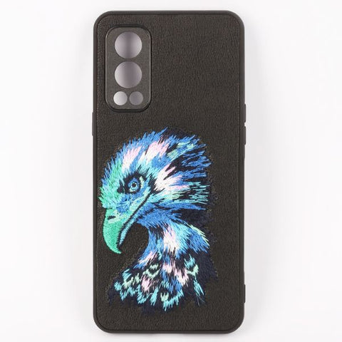 Black Leather Blue Eagle Camera Ornamented for Oneplus Nord 2 - The Hatke