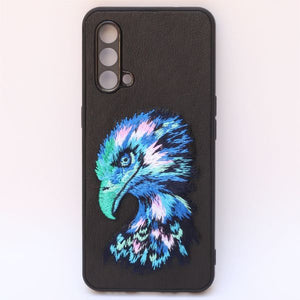 Black Leather Blue Eagle Camera Ornamented for Oneplus Nord CE - The Hatke