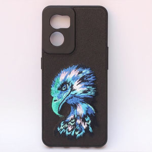 Black Leather Blue Eagle Camera Ornamented for Oneplus Nord CE 2 - The Hatke