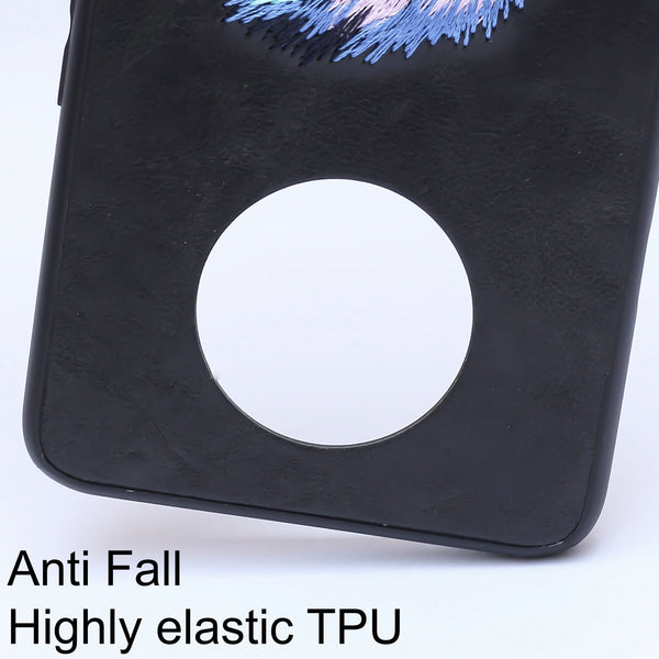 Black Leather Blue Eagle Ornamented for Oneplus 7T - The Hatke