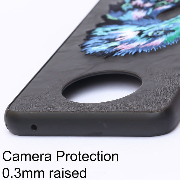 Black Leather Blue Eagle Ornamented for Oneplus 7T - The Hatke