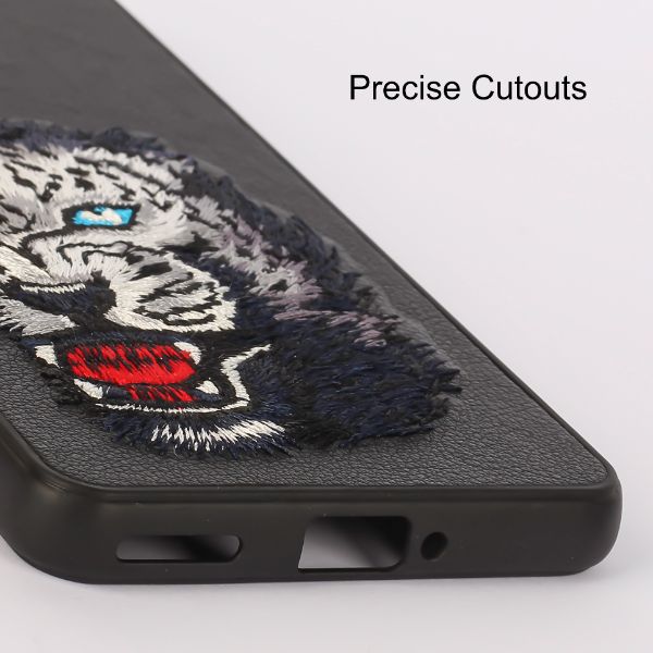 Black Leather Blue Lion Camera Ornamented for Oneplus 9R - The Hatke