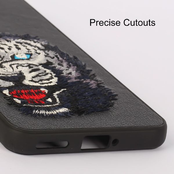 Black Leather Blue Lion Camera Ornamented for Oneplus Nord 2 - The Hatke