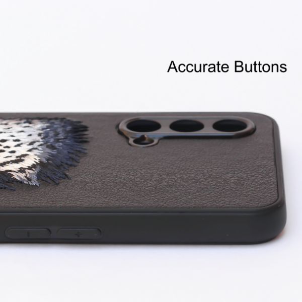 Black Leather Blue Lion Camera Ornamented for Oneplus Nord CE - The Hatke