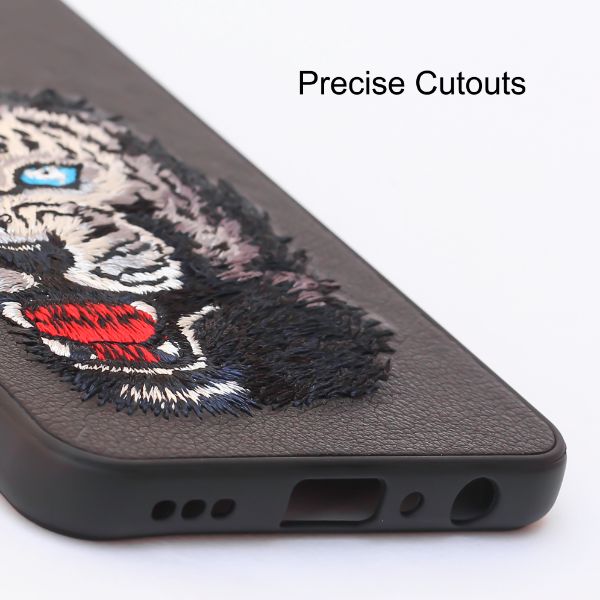 Black Leather Blue Lion Camera Ornamented for Oneplus Nord CE - The Hatke