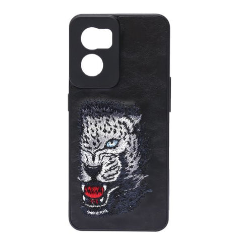 Black Leather Blue Lion Camera Ornamented for Oneplus Nord CE 2 - The Hatke