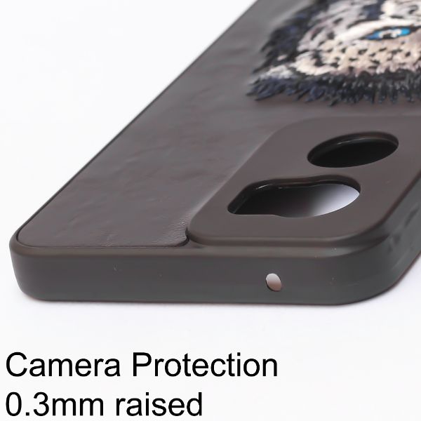 Black Leather Blue Lion Camera Ornamented for Oneplus Nord CE 2 - The Hatke