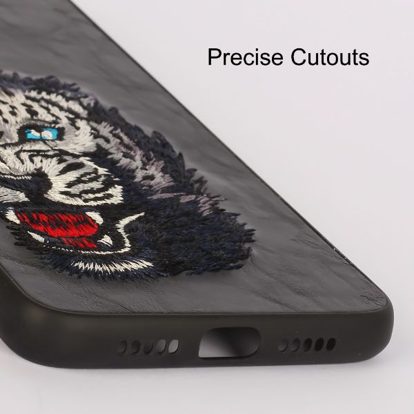 Black Leather Blue Lion Ornamented for Oneplus 6T - The Hatke