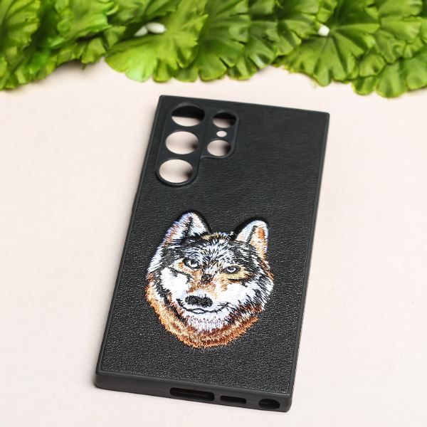 Black Leather Brown Fox Camera Ornamented for Samsung S23 Ultra - The Hatke