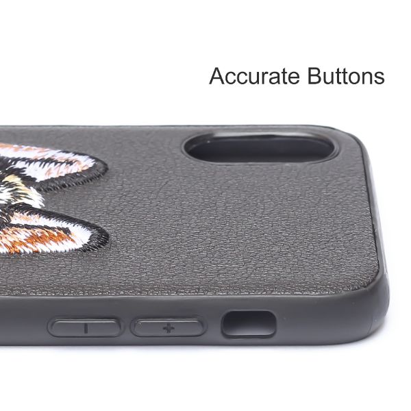 Black Leather Brown Fox Ornamented for Apple iPhone X/XS - The Hatke