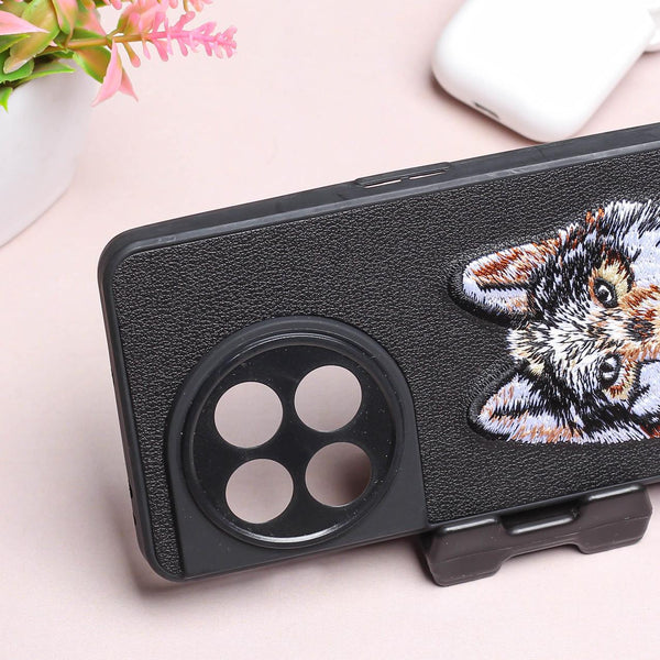 Black Leather Brown Fox Ornamented for Oneplus 11R - The Hatke