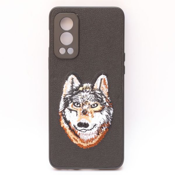 Black Leather Brown Fox Ornamented for Oneplus Nord 2 - The Hatke