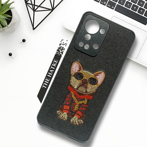 Black Leather Bulldog Camera Ornamented for Oneplus Nord 2T - The Hatke