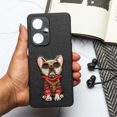 Black Leather Bulldog Camera Ornamented for Oneplus Nord CE 3 Lite - The Hatke