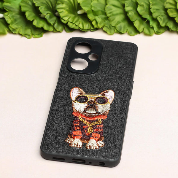 Black Leather Bulldog Camera Ornamented for Oneplus Nord CE 3 Lite - The Hatke