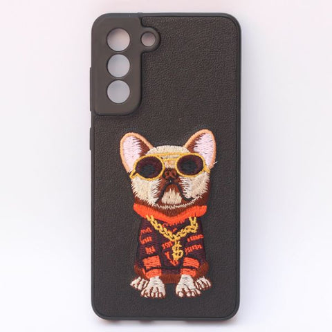 Black Leather Bulldog Camera Ornamented for Samsung S22 - The Hatke