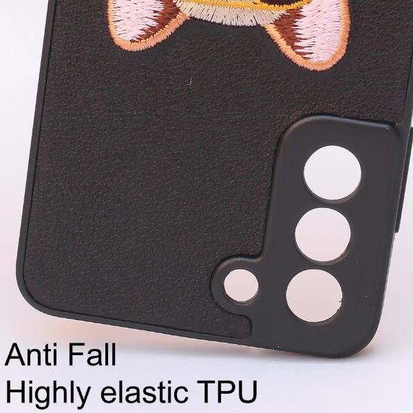 Black Leather Bulldog Camera Ornamented for Samsung S23 5G - The Hatke