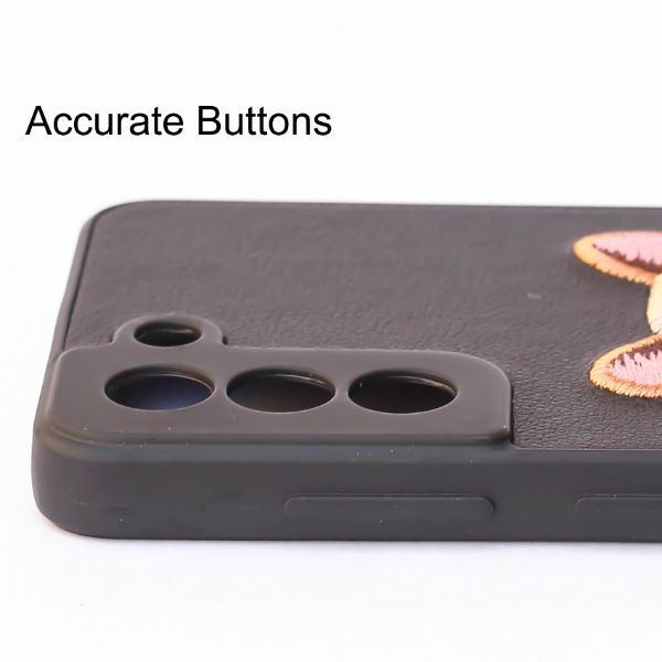Black Leather Bulldog Camera Ornamented for Samsung S23 5G - The Hatke