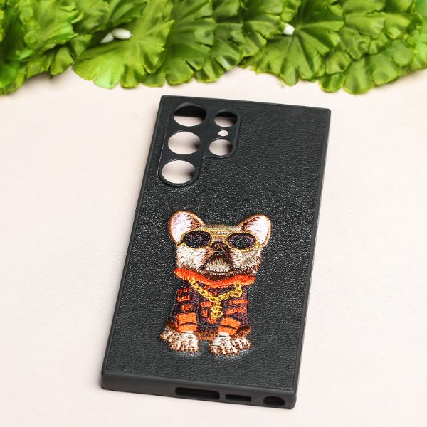 Black Leather Bulldog Camera Ornamented for Samsung S23 Ultra - The Hatke