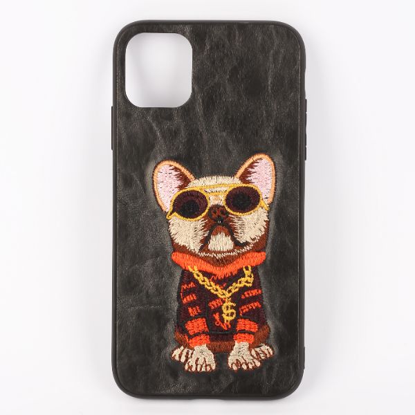 Black Leather Bulldog Ornamented for Apple Iphone 11 Pro Max - The Hatke