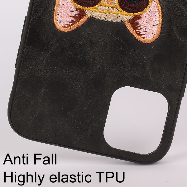 Black Leather Bulldog Ornamented for Apple Iphone 11 Pro Max - The Hatke