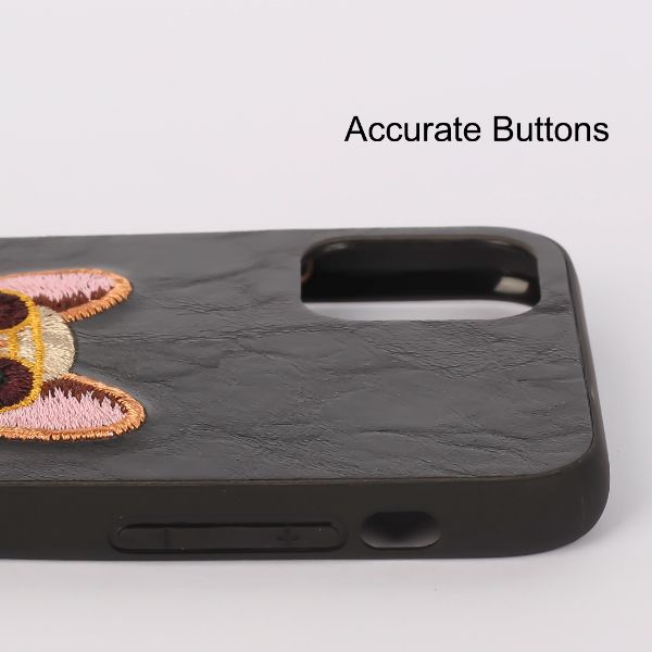 Black Leather Bulldog Ornamented for Apple Iphone 11 Pro Max - The Hatke