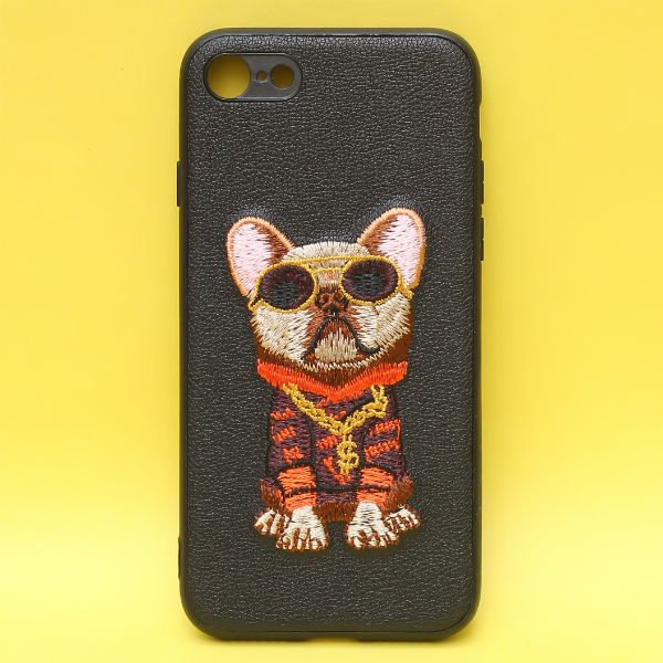 Black Leather Bulldog Ornamented for Apple Iphone 7 - The Hatke