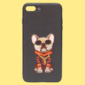 Black Leather Bulldog Ornamented for Apple Iphone 7 Plus - The Hatke