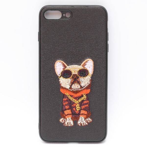 Black Leather Bulldog Ornamented for Apple Iphone 7 Plus - The Hatke
