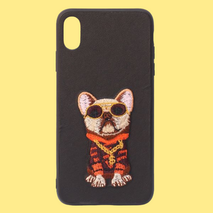 Black Leather Bulldog Ornamented for Apple Iphone X/xs - The Hatke