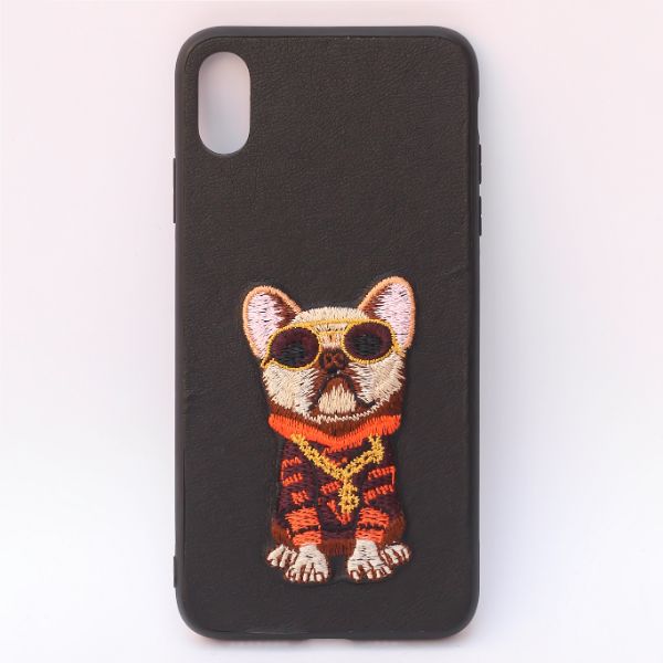 Black Leather Bulldog Ornamented for Apple Iphone X/xs - The Hatke