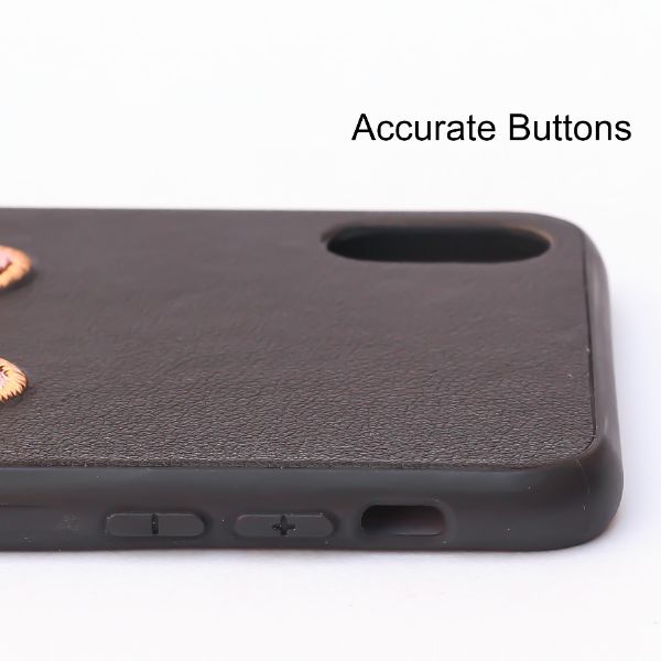 Black Leather Bulldog Ornamented for Apple Iphone X/xs - The Hatke
