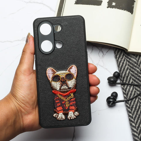 Black Leather Bulldog Ornamented for Oneplus Nord 3 - The Hatke
