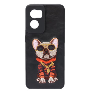 Black Leather Bulldog Ornamented for Oneplus Nord CE 2 - The Hatke