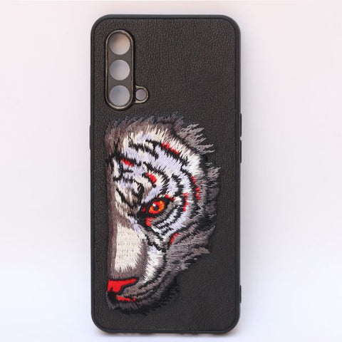 Black Leather Camera Red Lion Ornamented for Oneplus Nord CE - The Hatke