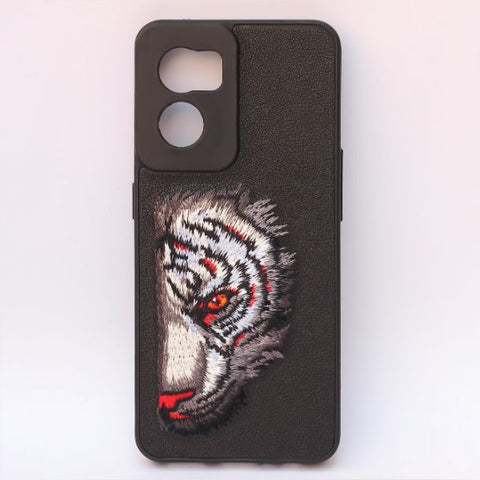 Black Leather Camera Red Lion Ornamented for Oneplus Nord CE 2 - The Hatke