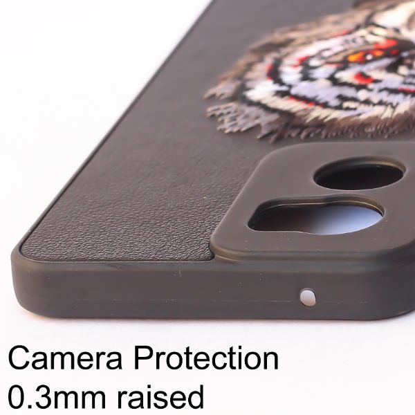 Black Leather Camera Red Lion Ornamented for Oneplus Nord CE 2 - The Hatke