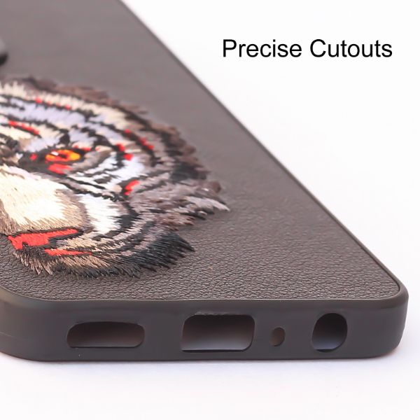 Black Leather Camera Red Lion Ornamented for Oneplus Nord CE 2 - The Hatke