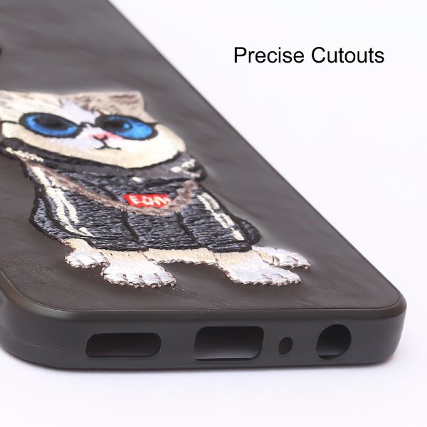 Black Leather Cat Camera Ornamented for Oneplus Nord CE 2 - The Hatke