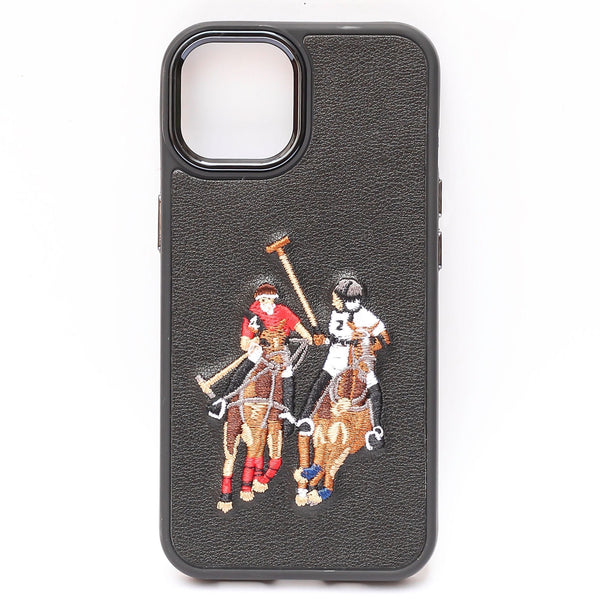 Black Leather Dual Horse rider Ornamented for Apple iPhone 11 Pro - The Hatke