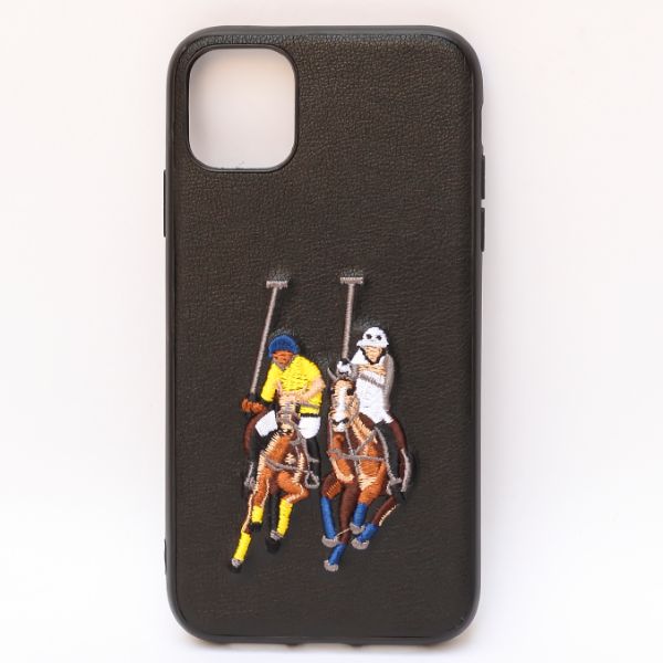 Black Leather Dual Horse rider Ornamented for Apple iPhone 11 Pro Max - The Hatke