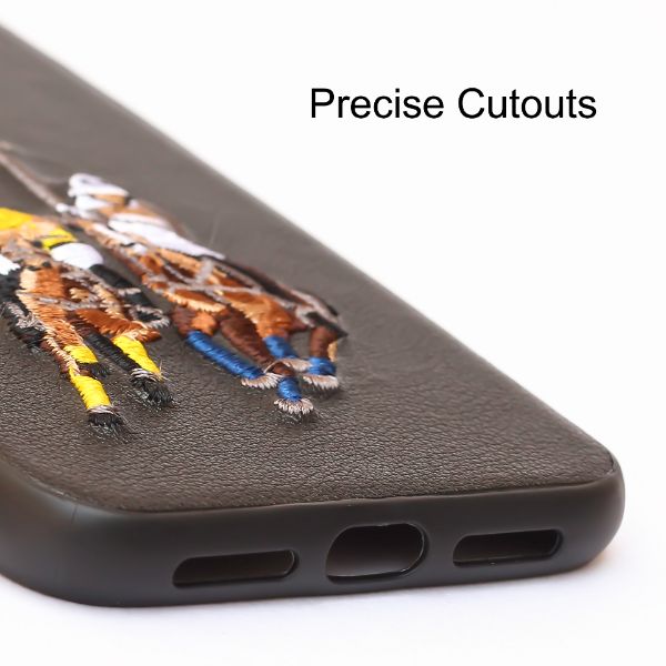 Black Leather Dual Horse rider Ornamented for Apple iPhone 11 Pro Max - The Hatke